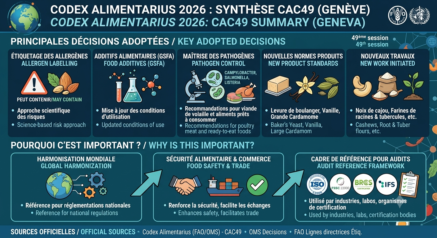 Codex Alimentarius 2026 : la Commission adopte de nouvelles normes internationales pour renforcer la sécurité sanitaire des aliments